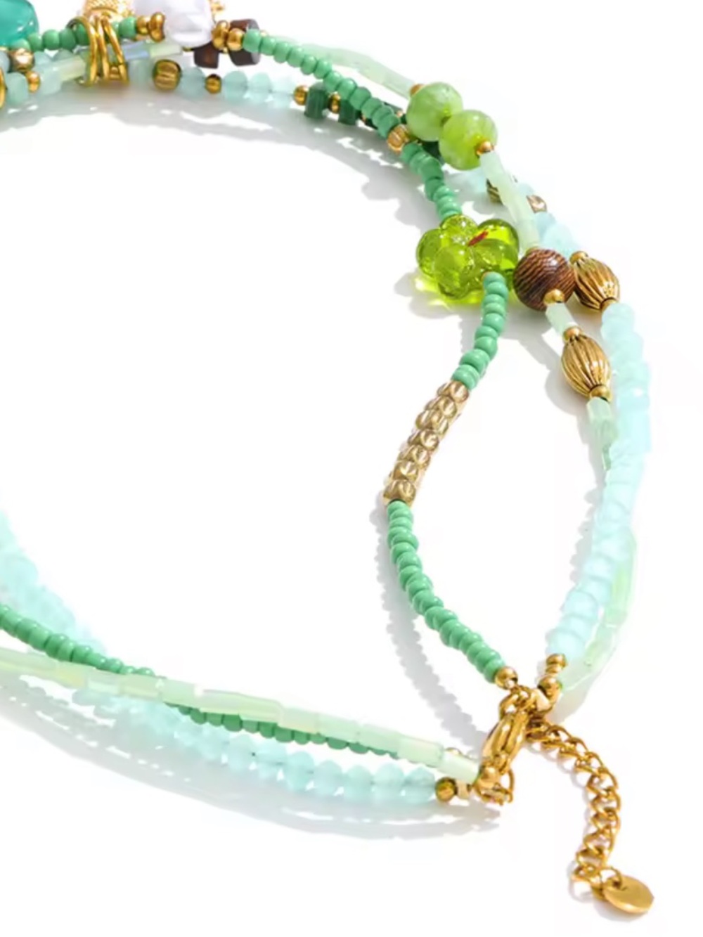 Seafoam Treasure Mint Beaded Charm Necklace - Picture 8 of 16